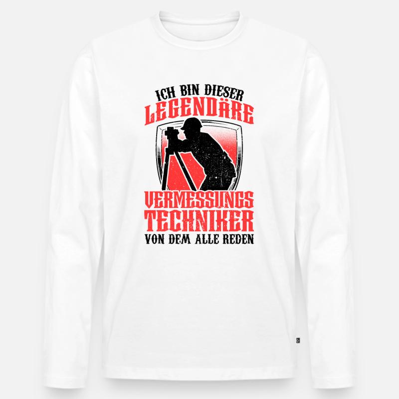 Legendärer Vermessungstechniker Vermesser - Männer Premium Bio Langarmshirt - Weiß