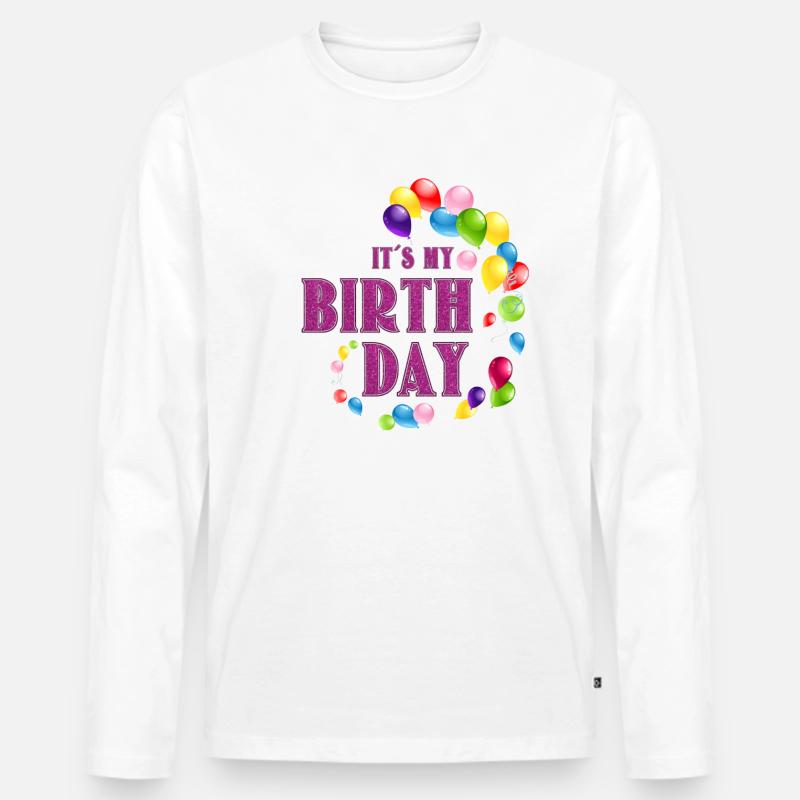 Birthday - Männer Premium Bio Langarmshirt - Weiß