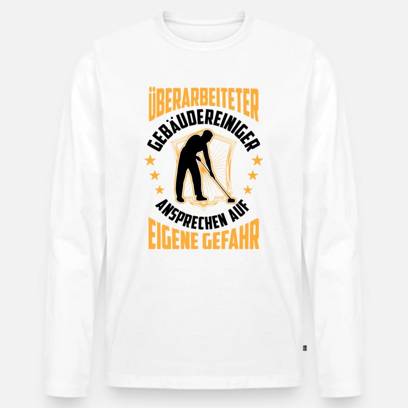 Überarbeiteter Gebäudereiniger Fensterputzer - Männer Premium Bio Langarmshirt - Weiß
