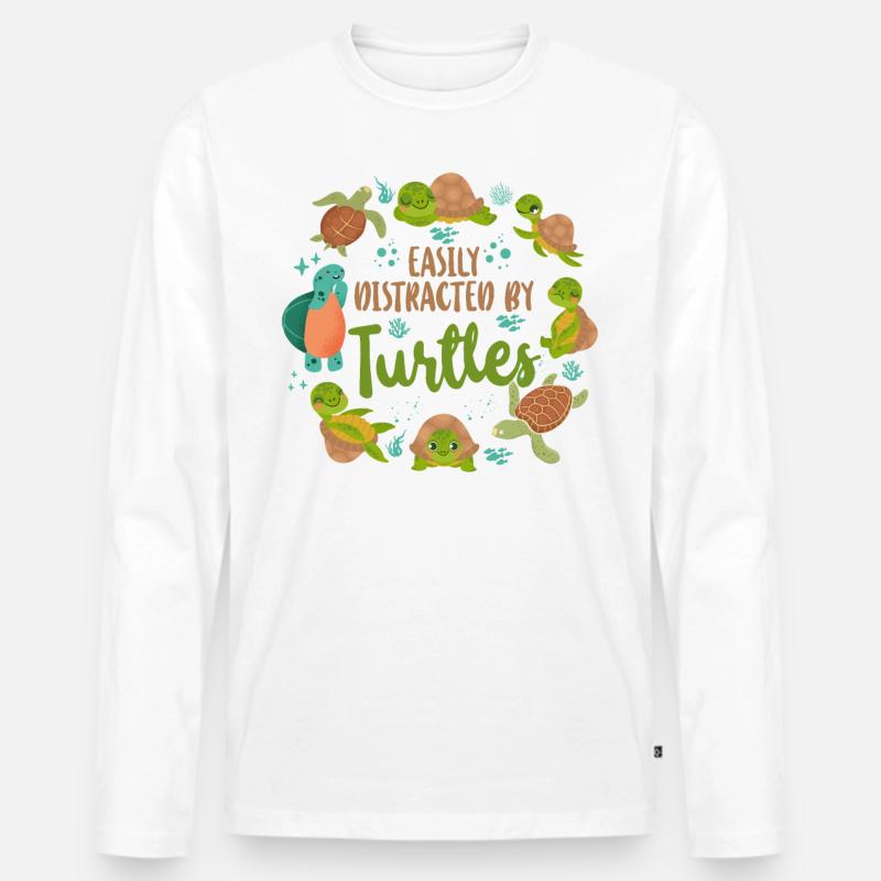 Sea Turtle Tortoise Easily - Männer Premium Bio Langarmshirt - Weiß