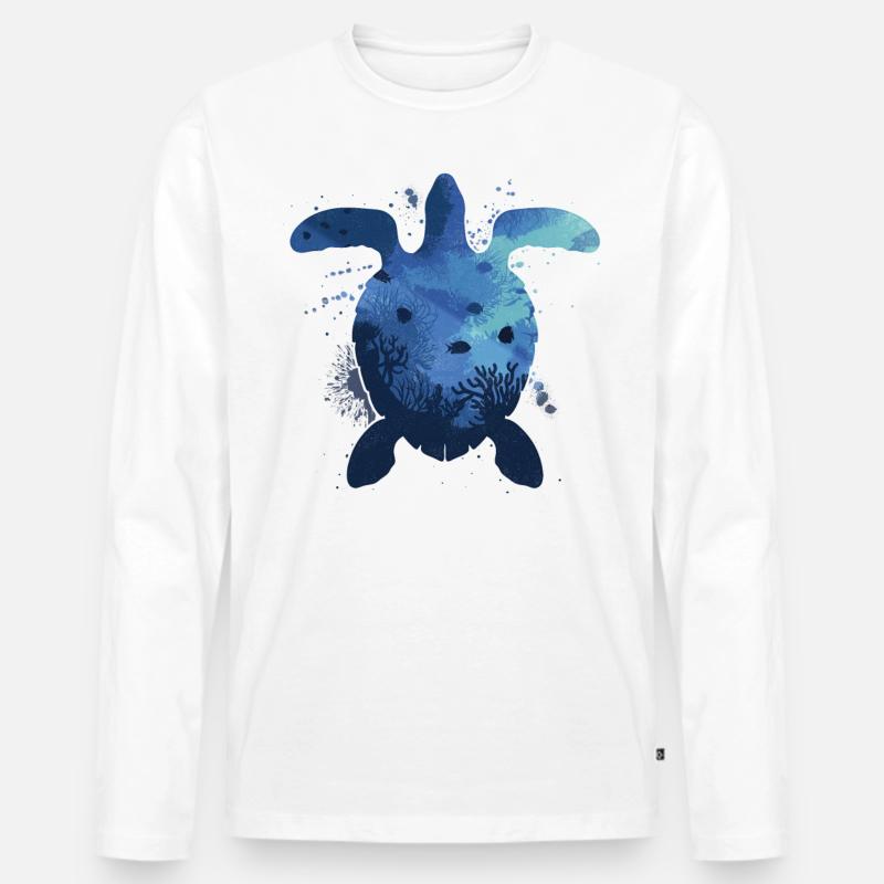 Sea Turtle Tortoise - Männer Premium Bio Langarmshirt - Weiß
