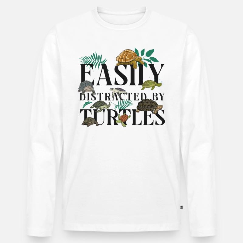 Sea Turtle Tortoise Easily - Männer Premium Bio Langarmshirt - Weiß
