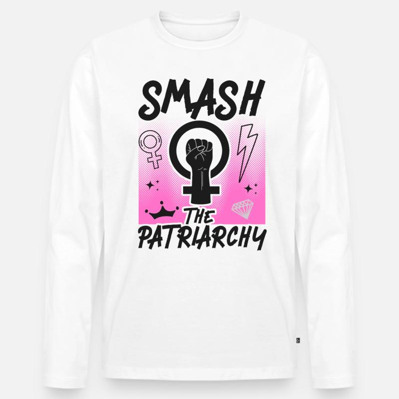 Feminist Smash Patriarchy - Männer Premium Bio Langarmshirt - Weiß