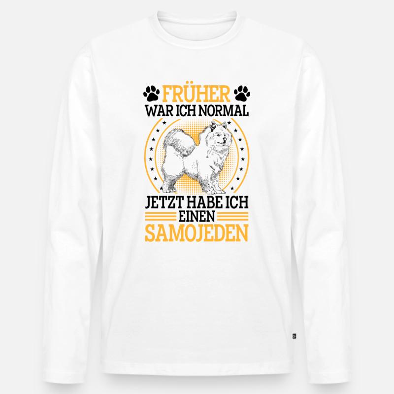 Samojede früher normal Samojedenspitz - Männer Premium Bio Langarmshirt - Weiß