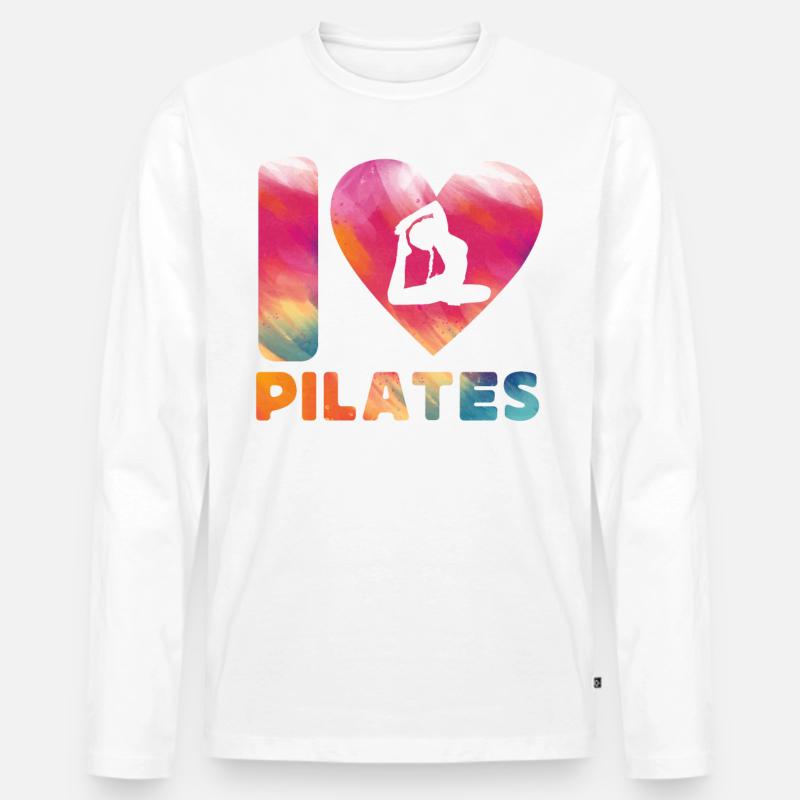 Pilates Instructor Teacher Heart - Männer Premium Bio Langarmshirt - Weiß