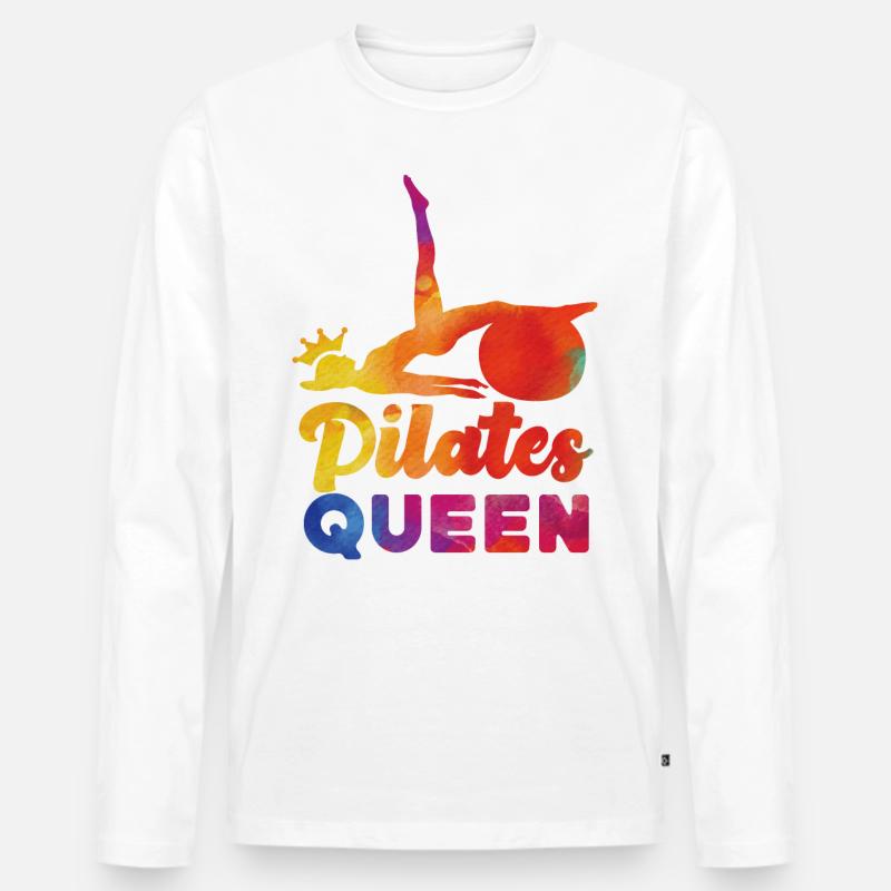 Pilates Instructor Teacher Queen - Männer Premium Bio Langarmshirt - Weiß
