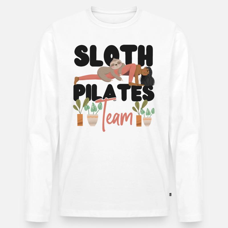 Pilates Instructor Teacher Sloth - Männer Premium Bio Langarmshirt - Weiß
