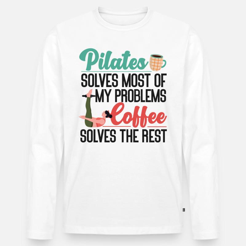 Pilates Instructor Teacher Coffee - Männer Premium Bio Langarmshirt - Weiß