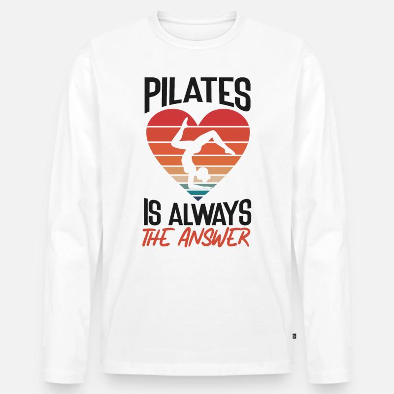 Pilates Instructor Teacher Retro - Männer Premium Bio Langarmshirt - Weiß
