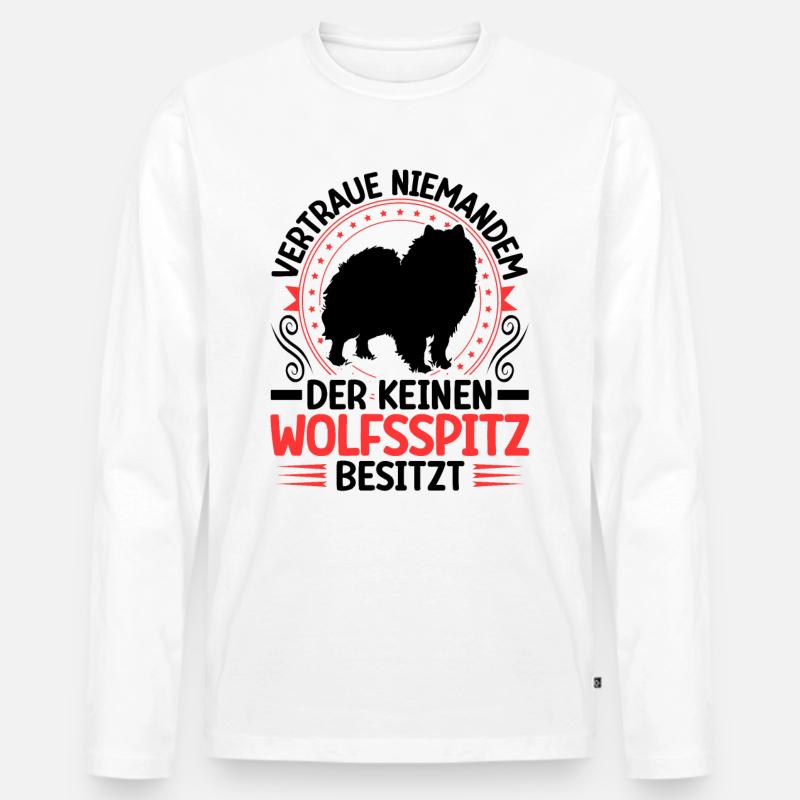 Wolfsspitz Ich besitze einen Keeshond - Männer Premium Bio Langarmshirt - Weiß