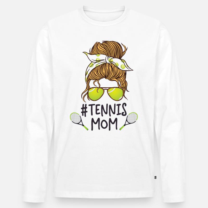 Funny Tennis Player Racket - Männer Premium Bio Langarmshirt - Weiß