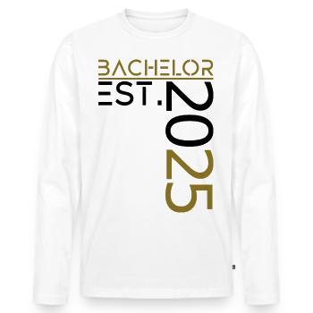 Bachelor est. 2025 - Männer Premium Bio Langarmshirt - Weiß - Vorne - Nico (187cm)