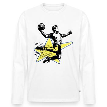 Handball Handballer - Männer Premium Bio Langarmshirt - Weiß - Vorne - Nico (187cm)