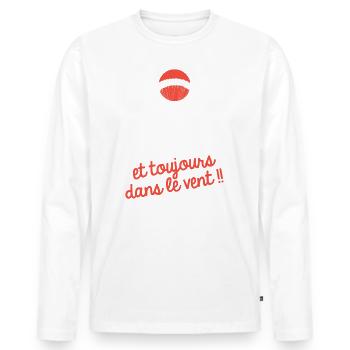 idée cadeau anniversaire amateurs de parapente - T-shirt manches longues Premium bio Homme - blanc - Devant - Nico (187cm)
