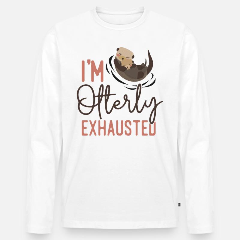 Otter I'm Otterly Exhausted - Männer Premium Bio Langarmshirt - Weiß