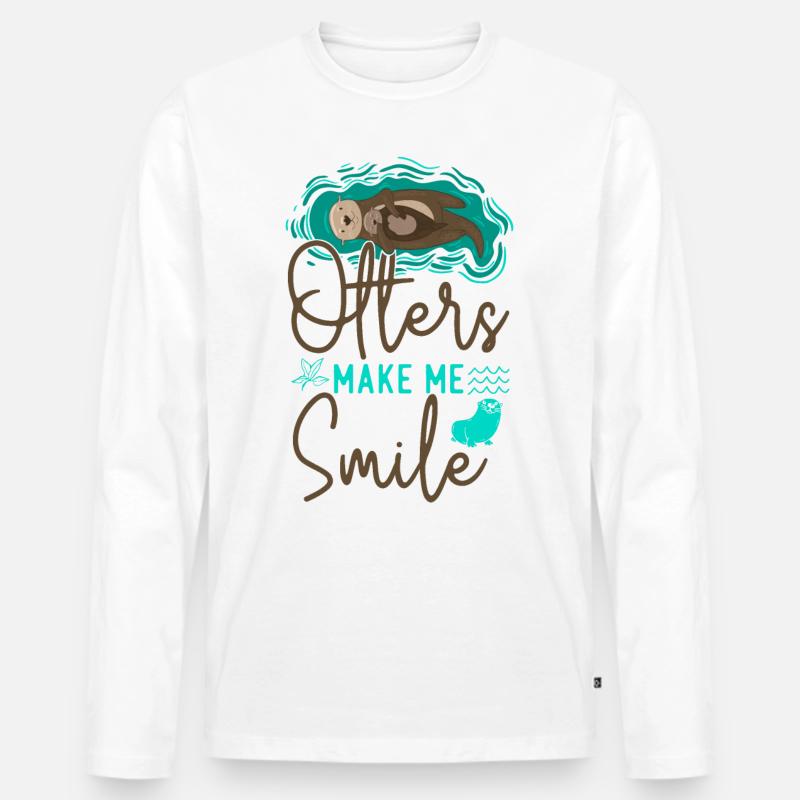 Otter Otters Make Me Smile - Männer Premium Bio Langarmshirt - Weiß