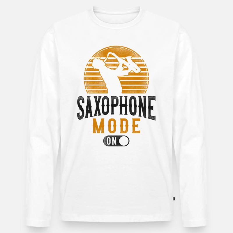 Saxophone Saxophone Mode On - Männer Premium Bio Langarmshirt - Weiß