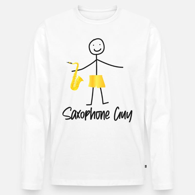Saxophone Saxophone Guy - Männer Premium Bio Langarmshirt - Weiß