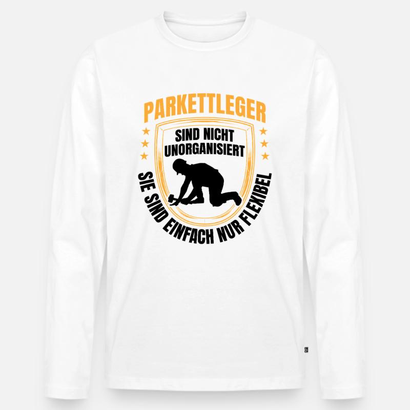 Parkettleger sind flexibel Fliesenleger - Männer Premium Bio Langarmshirt - Weiß