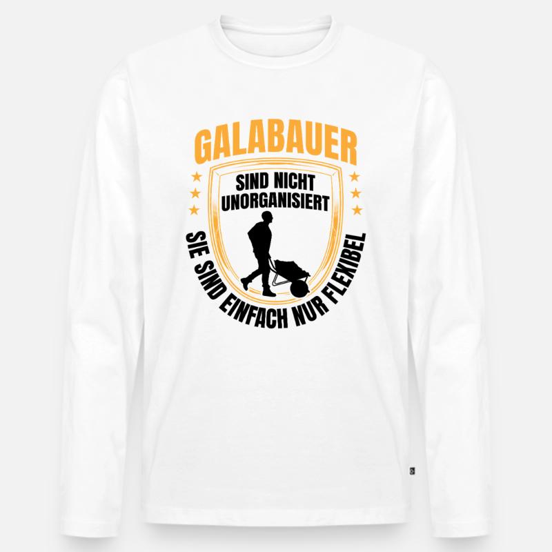 Galabauer sind flexibel Landschaftsbauer - Männer Premium Bio Langarmshirt - Weiß