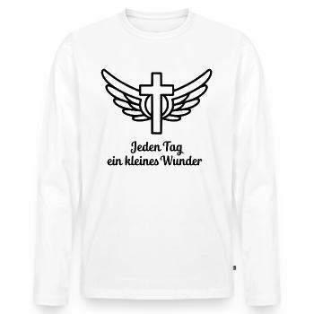 Jeden Tag ein kleines Wunder - Männer Premium Bio Langarmshirt - Weiß - Vorne - Nico (187cm)