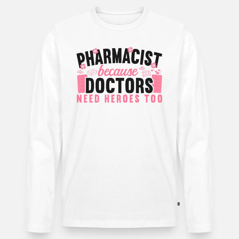 Pharmacy Tech Technician - Männer Premium Bio Langarmshirt - Weiß