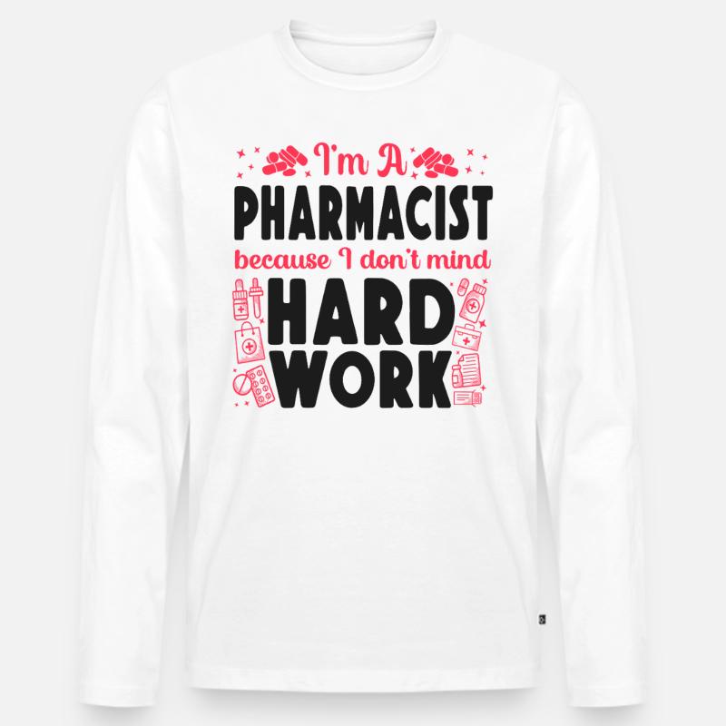 Pharmacy Tech Technician - Männer Premium Bio Langarmshirt - Weiß
