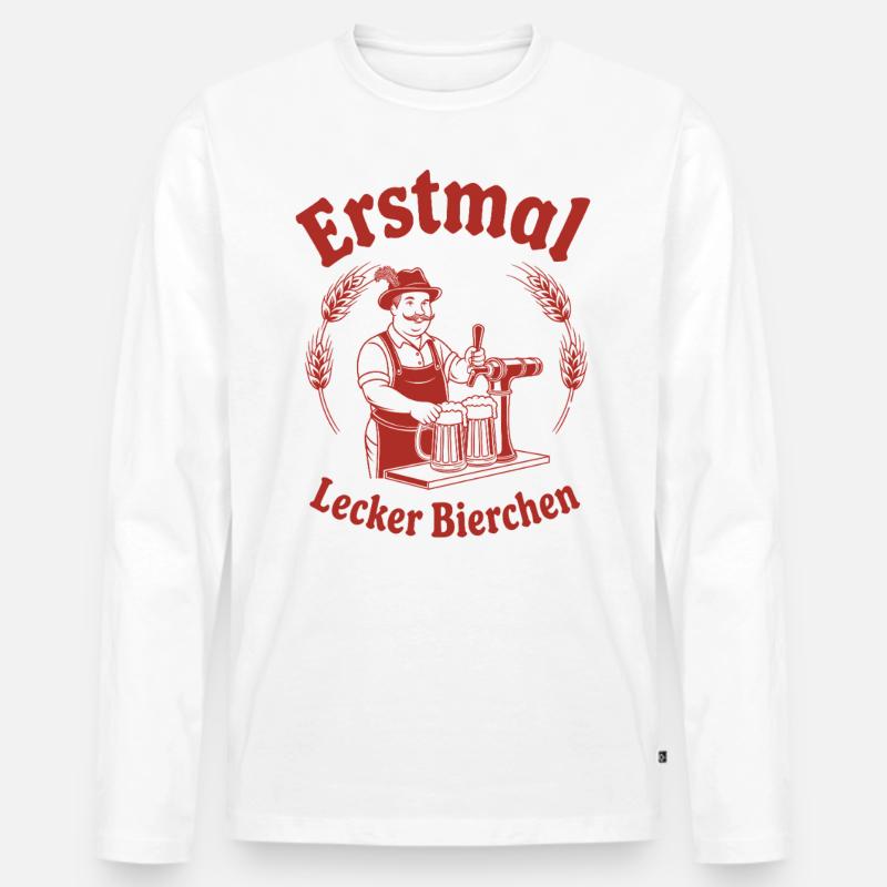 Erstmal lecker Bierchen - Männer Premium Bio Langarmshirt - Weiß
