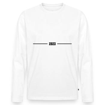 2023 - Jahr - Linie - Jahreswechsel - Männer Premium Bio Langarmshirt - Weiß - Vorne - Nico (187cm)