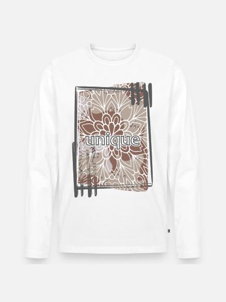 Einzigartige Brown Camouflage Mandala - Männer Premium Bio Langarmshirt - Weiß