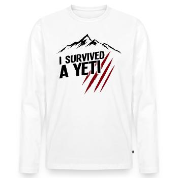 i survived a yeti 02 tibet nepal himalaya - Men's Premium Organic Long Sleeve Shirt - white - Front - Nico (187cm)