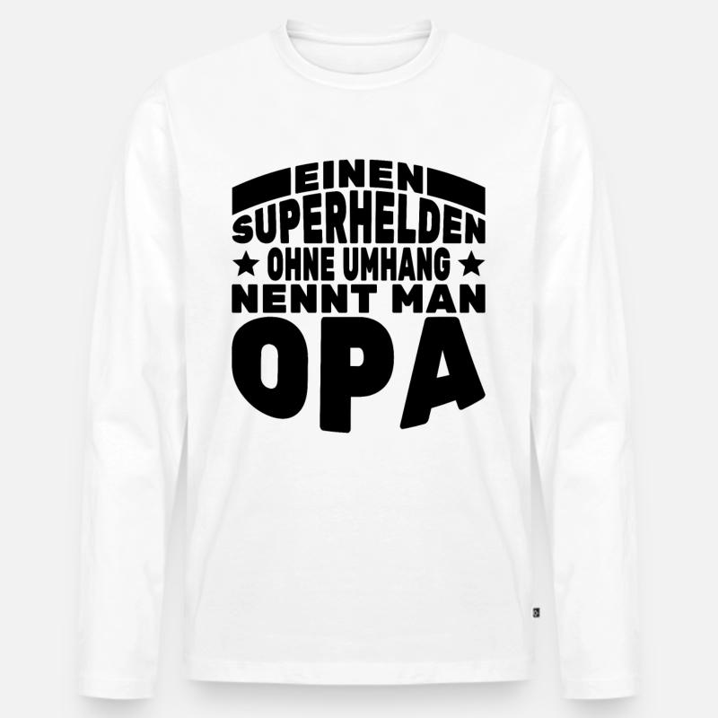 Opa Superheld Großvater Superhelden - Männer Premium Bio Langarmshirt - Weiß