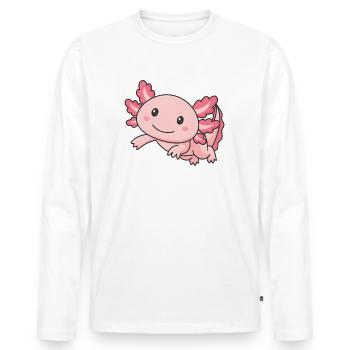 Axolotl cute animals kawaii anime funny axolotl - Men's Premium Organic Long Sleeve Shirt - white - Front - Nico (187cm)