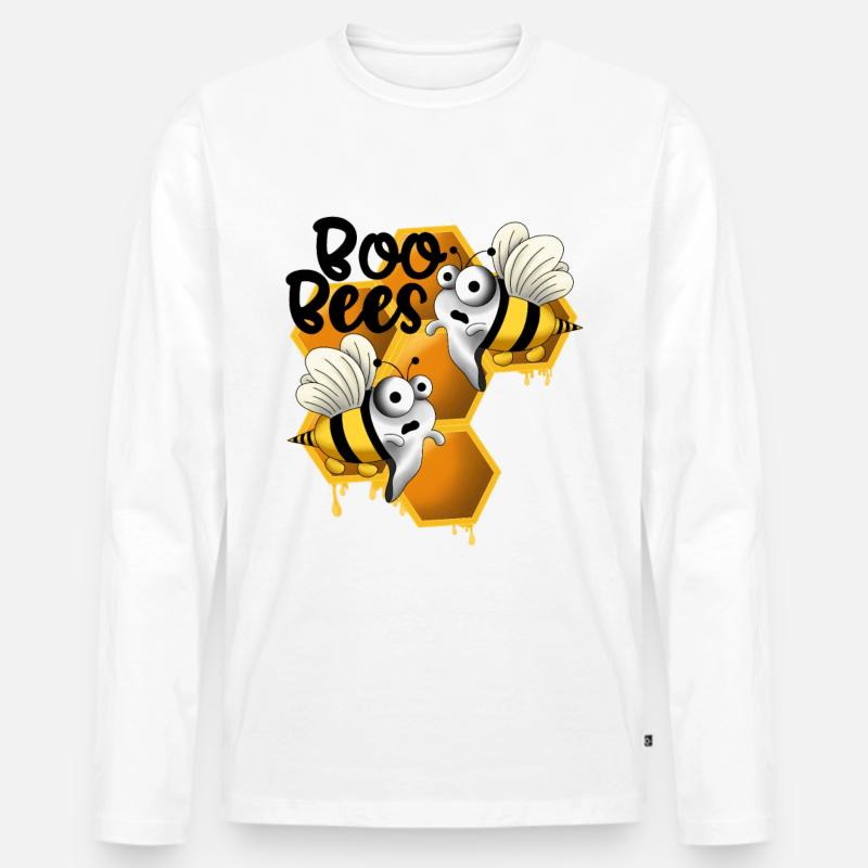 Boo bees mit Wabe - Männer Premium Bio Langarmshirt - Weiß