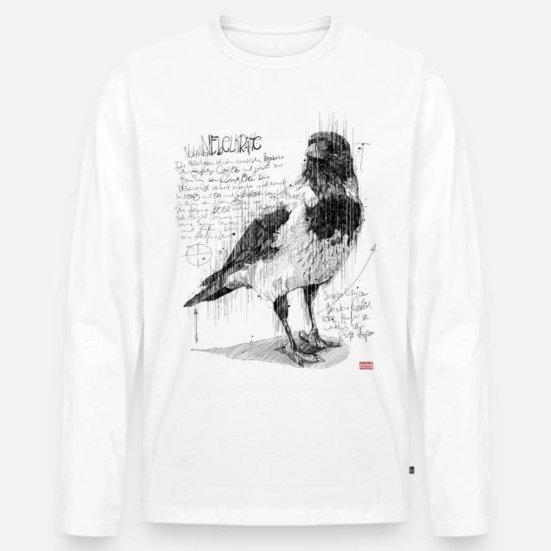 Nebelkrähe - Männer Premium Bio Langarmshirt - Weiß