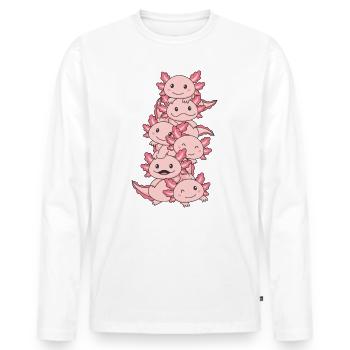 Axolotl Cute Animals kawaii Anime Funny Axolotl - Men's Premium Organic Long Sleeve Shirt - white - Front - Nico (187cm)
