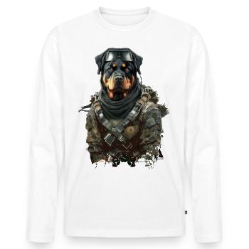 Rottweiler as a soldier - Men's Premium Organic Long Sleeve Shirt - white - Front - Nico (187cm)