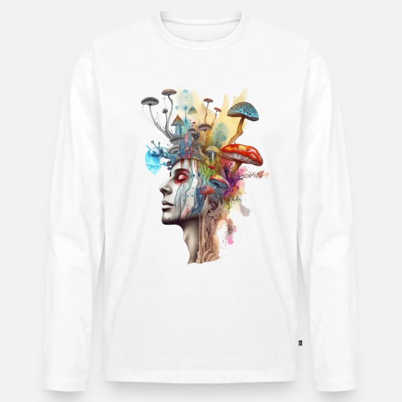 Trippy Schamane - Männer Premium Bio Langarmshirt - Weiß