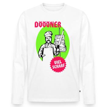 Döner Kebap mit viel Scharf Retro Trash Design - Männer Premium Bio Langarmshirt - Weiß - Vorne - Nico (187cm)