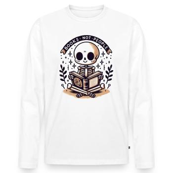Bücherfreund Skelett Leseliebe - Books not people - Männer Premium Bio Langarmshirt - Weiß - Vorne - Nico (187cm)