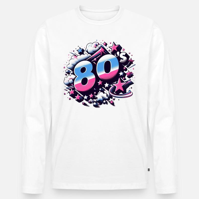 80´s - Männer Premium Bio Langarmshirt - Weiß