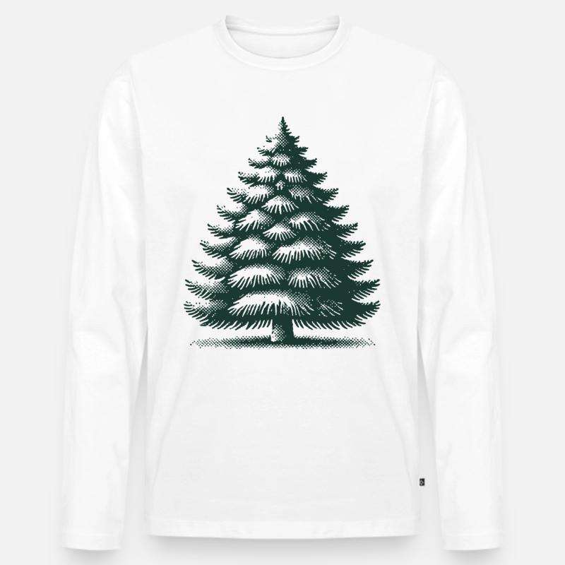 Traditioneller Weihnachtsbaum Illustration - Männer Premium Bio Langarmshirt - Weiß