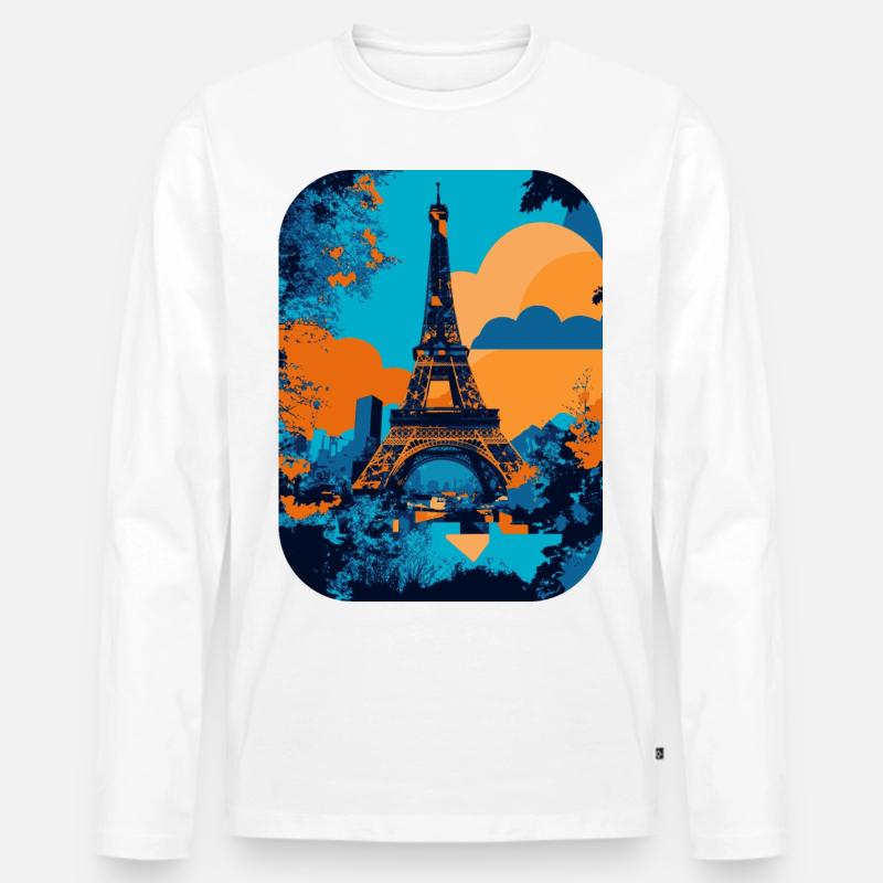 Eiffelturm – minimalistisch 🗼 - Männer Premium Bio Langarmshirt - Weiß