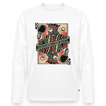 Retro Tischtennis König Spielkarte Klassiker - Männer Premium Bio Langarmshirt - Weiß - Vorne - Nico (187cm)