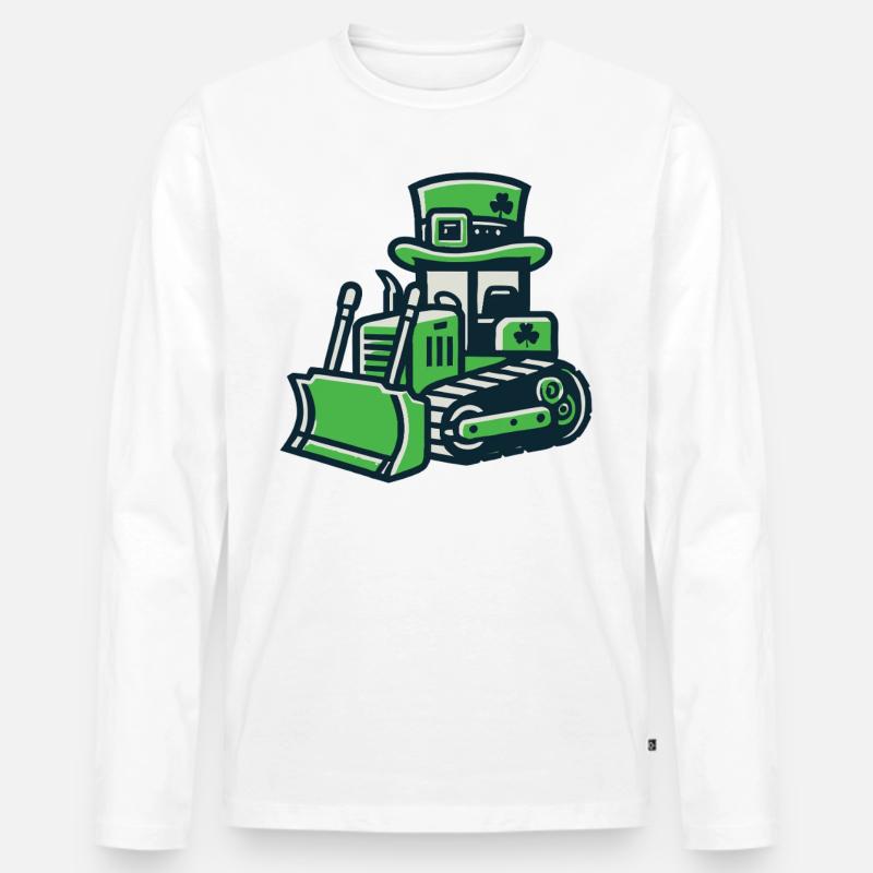 St. Patrick's Day Bagger Glücksbringer - Männer Premium Bio Langarmshirt - Weiß