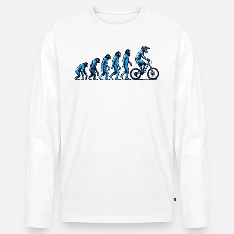 Evolution Vom Affen Zum Fahrradfahrer - Männer Premium Bio Langarmshirt - Weiß