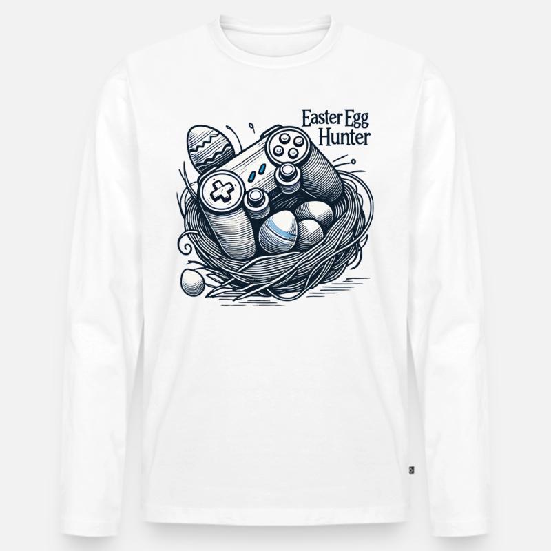 Osterei Jäger Gaming Controller Design - Männer Premium Bio Langarmshirt - Weiß