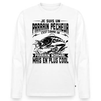 Pêcheur Poisson Parrain Pêcheur - T-shirt manches longues Premium bio Homme - blanc - Devant - Nico (187cm)