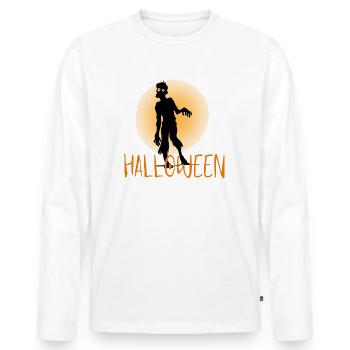 Halloween Creepy Cemetery Moon Witch Vampire - T-shirt manches longues Premium bio Homme - blanc - Devant - Nico (187cm)