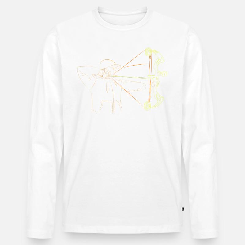 Bogenschütze Compound Bogen T-Shirt - Männer Premium Bio Langarmshirt - Weiß